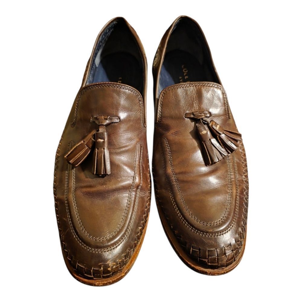 COLE HAAN Washington Grand Tassel Brown Leather Loafers - Size 8 1/2 M - Picture 2 of 9